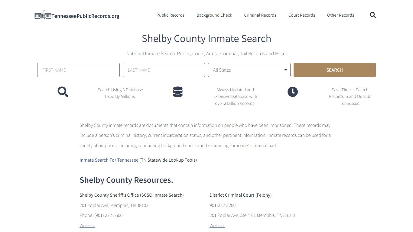 Shelby County Inmate Search - SCSO Current & Past Jail Records